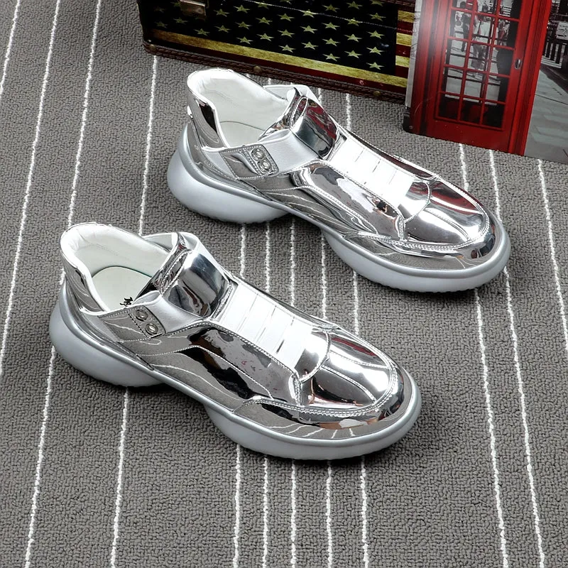 Luxury Brand Men Fashion Casual Boots Spring Autumn Men Sneakers High Top Blue Men Slip on Men Shoes
