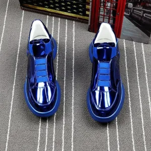 Luxury Brand Men Fashion Casual Boots Spring Autumn Men Sneakers High Top Blue Men Slip on Men Shoes