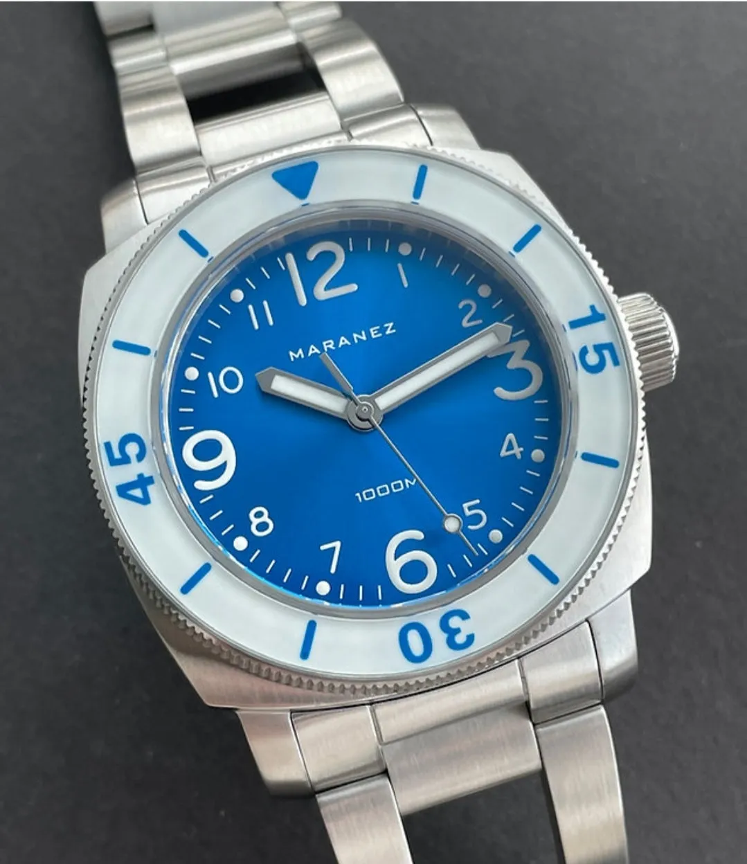 Maranez Racha  1000m Miyota 9015 Diver Watch Blue Sunray