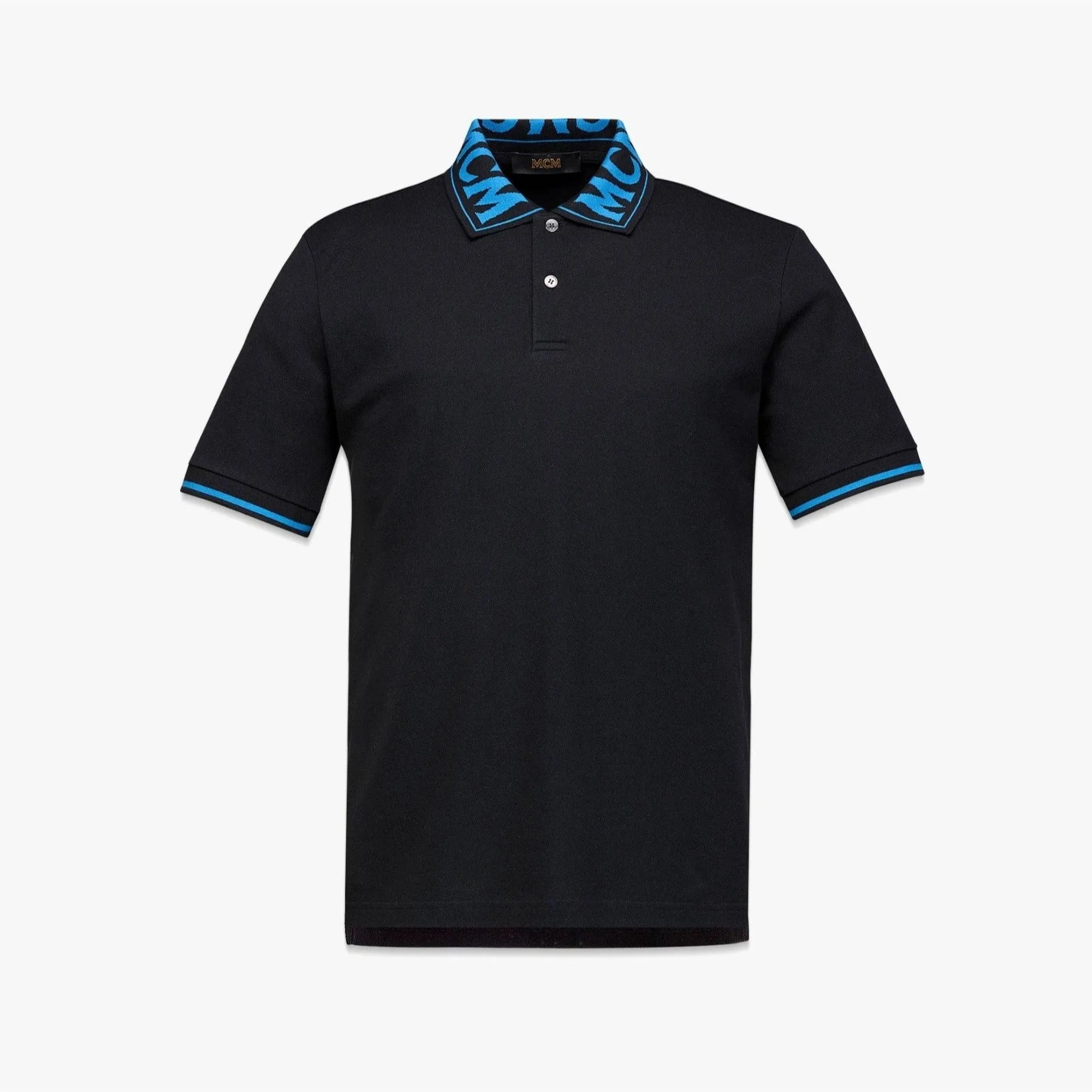 MCM Mens Logo Vallarta Blue Cotton Polo Shirt