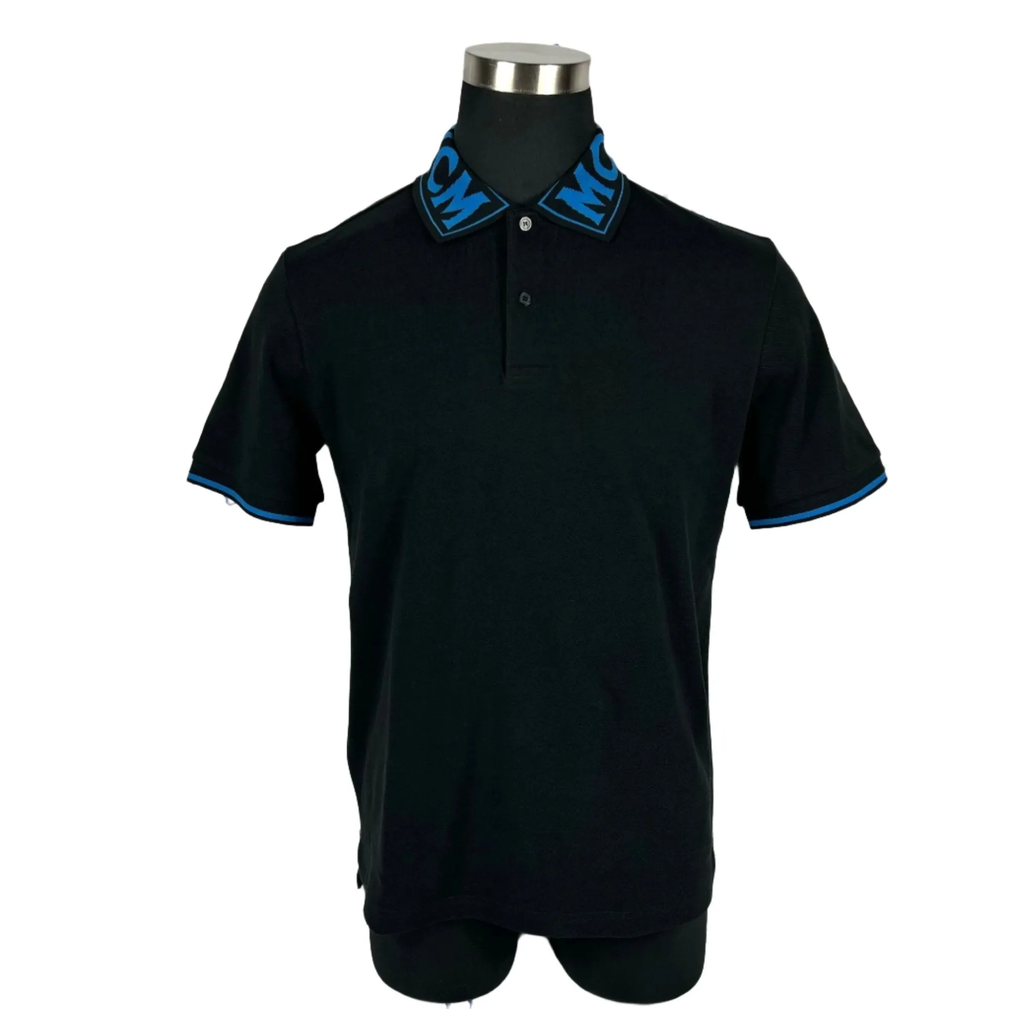 MCM Mens Logo Vallarta Blue Cotton Polo Shirt