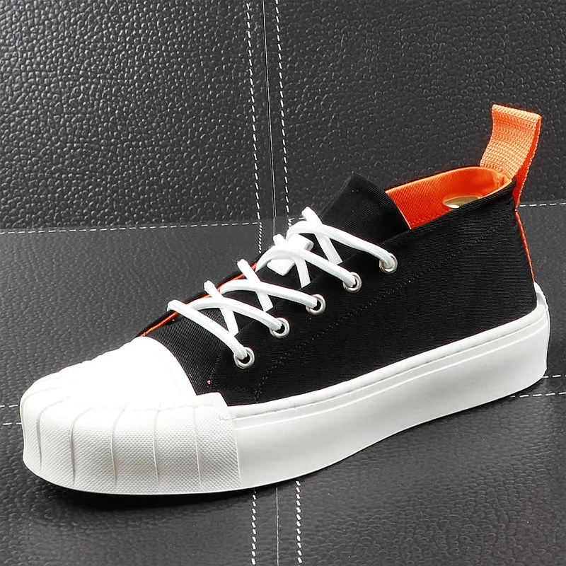 Men Fashion Shell Toe Shoes Summer Thick Bottom Casual Shoes Lace Up Stitch Tide Male Outdoor Youth Walking Shoes