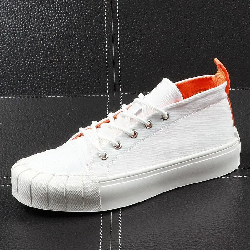 Men Fashion Shell Toe Shoes Summer Thick Bottom Casual Shoes Lace Up Stitch Tide Male Outdoor Youth Walking Shoes