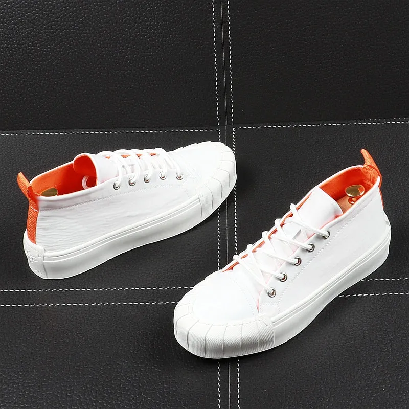 Men Fashion Shell Toe Shoes Summer Thick Bottom Casual Shoes Lace Up Stitch Tide Male Outdoor Youth Walking Shoes