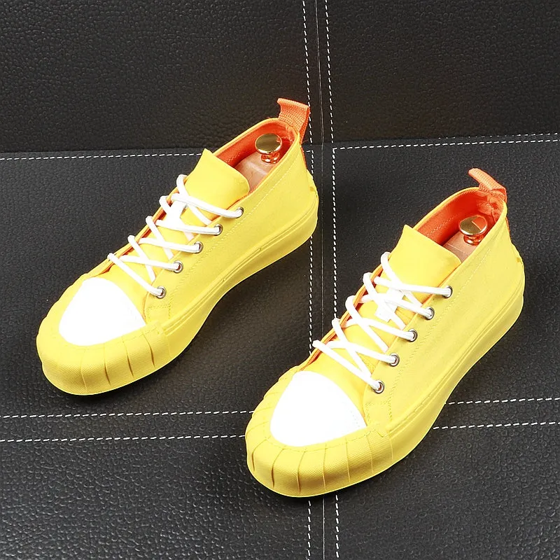 Men Fashion Shell Toe Shoes Summer Thick Bottom Casual Shoes Lace Up Stitch Tide Male Outdoor Youth Walking Shoes