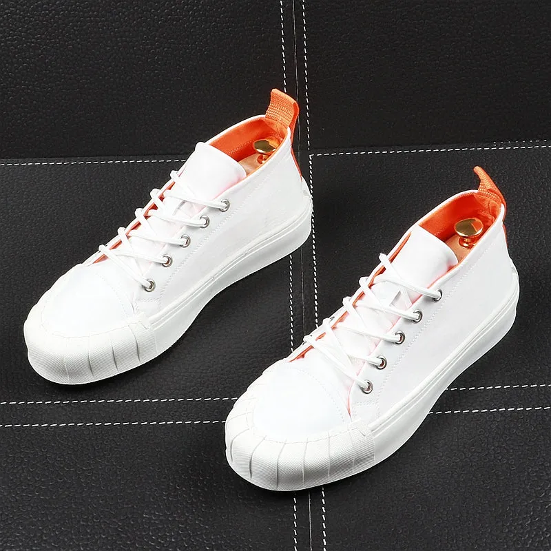 Men Fashion Shell Toe Shoes Summer Thick Bottom Casual Shoes Lace Up Stitch Tide Male Outdoor Youth Walking Shoes
