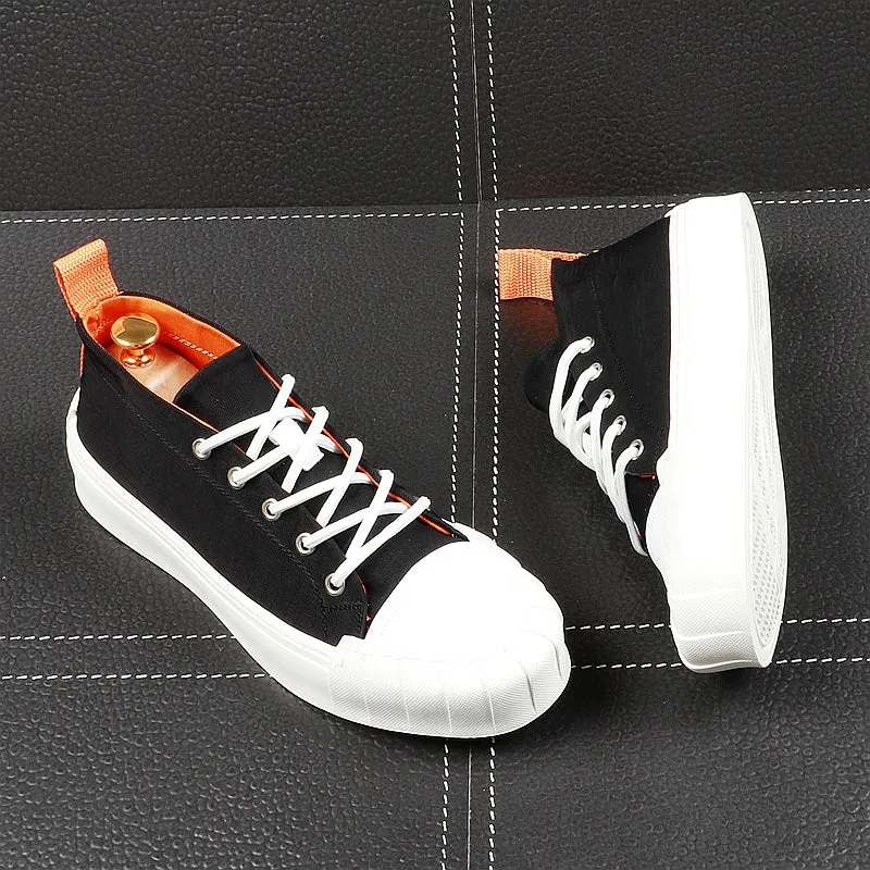 Men Fashion Shell Toe Shoes Summer Thick Bottom Casual Shoes Lace Up Stitch Tide Male Outdoor Youth Walking Shoes