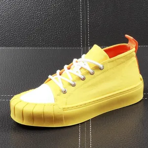 Men Fashion Shell Toe Shoes Summer Thick Bottom Casual Shoes Lace Up Stitch Tide Male Outdoor Youth Walking Shoes