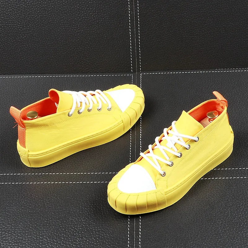 Men Fashion Shell Toe Shoes Summer Thick Bottom Casual Shoes Lace Up Stitch Tide Male Outdoor Youth Walking Shoes