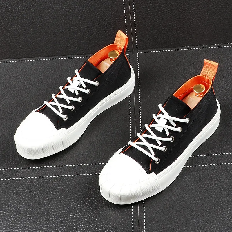 Men Fashion Shell Toe Shoes Summer Thick Bottom Casual Shoes Lace Up Stitch Tide Male Outdoor Youth Walking Shoes