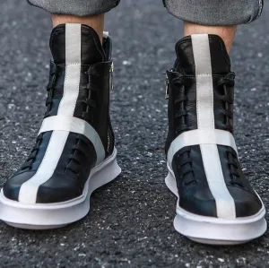 Men Sneakers Hip-hop Street Dance High-top Men's Leather Casual Shoes With Thick Bottom Shoes Star Yellow White Flat Shoes
