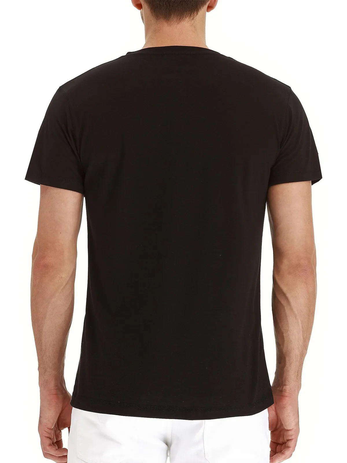 Men's Cotton Henley Collar Solid Color Casual Short Sleeve T-Shirt