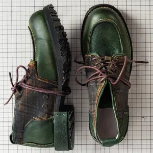 Men's dark green retro leather work shoes