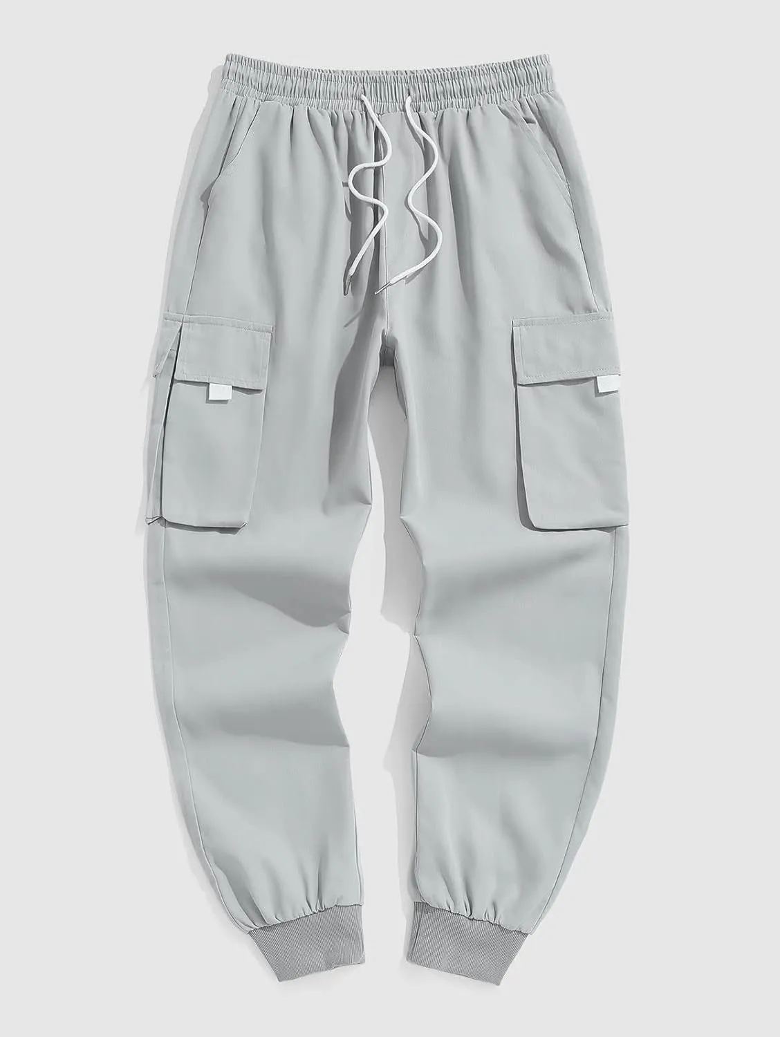 Men's Drawstring Tech wear Cargo Pants with Flap Pockets