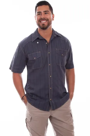 Men's Farthest Point Collection Shirt: Short Sleeve Traveler Vallarta Blue
