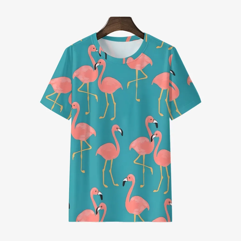 Men's Flamingo Crew Neck Casual T-Shirt 2402000104