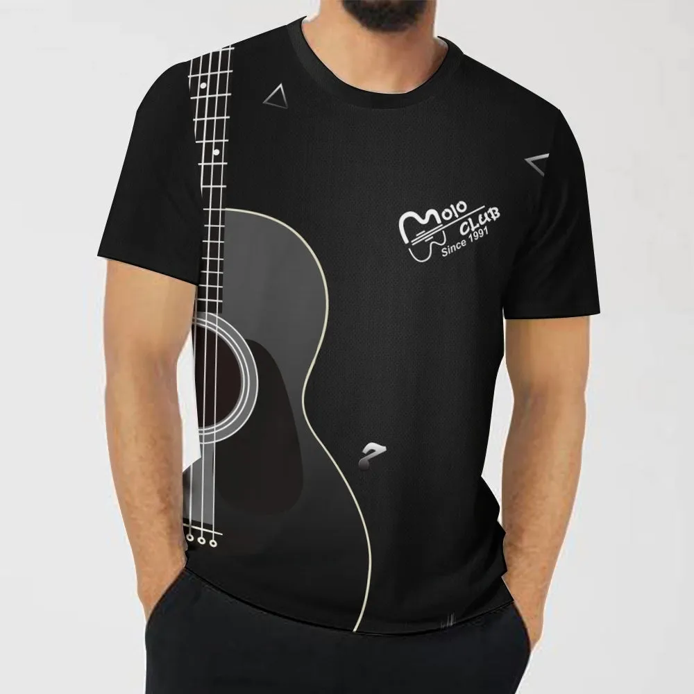 Men's Music Guitar Crew Neck Casual T-Shirt 2401000400