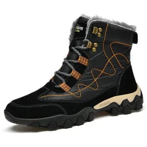 Mens Winter Hiking Keep Warm Plush Anti Slip Waterproof Snow Boots