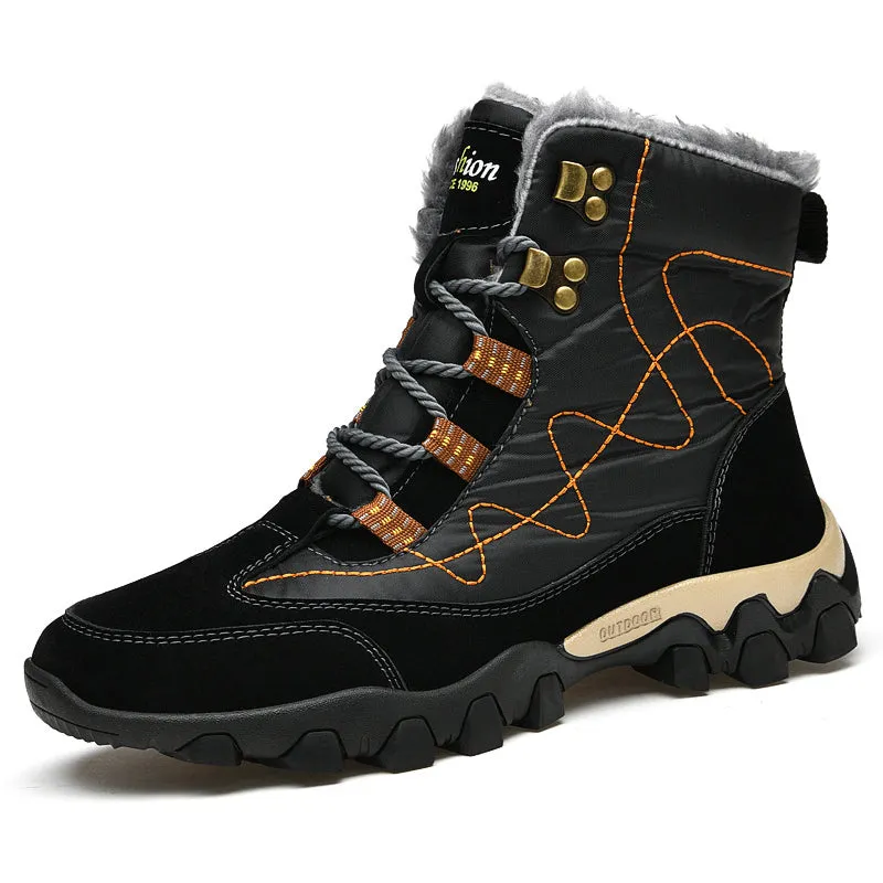 Mens Winter Hiking Keep Warm Plush Anti Slip Waterproof Snow Boots