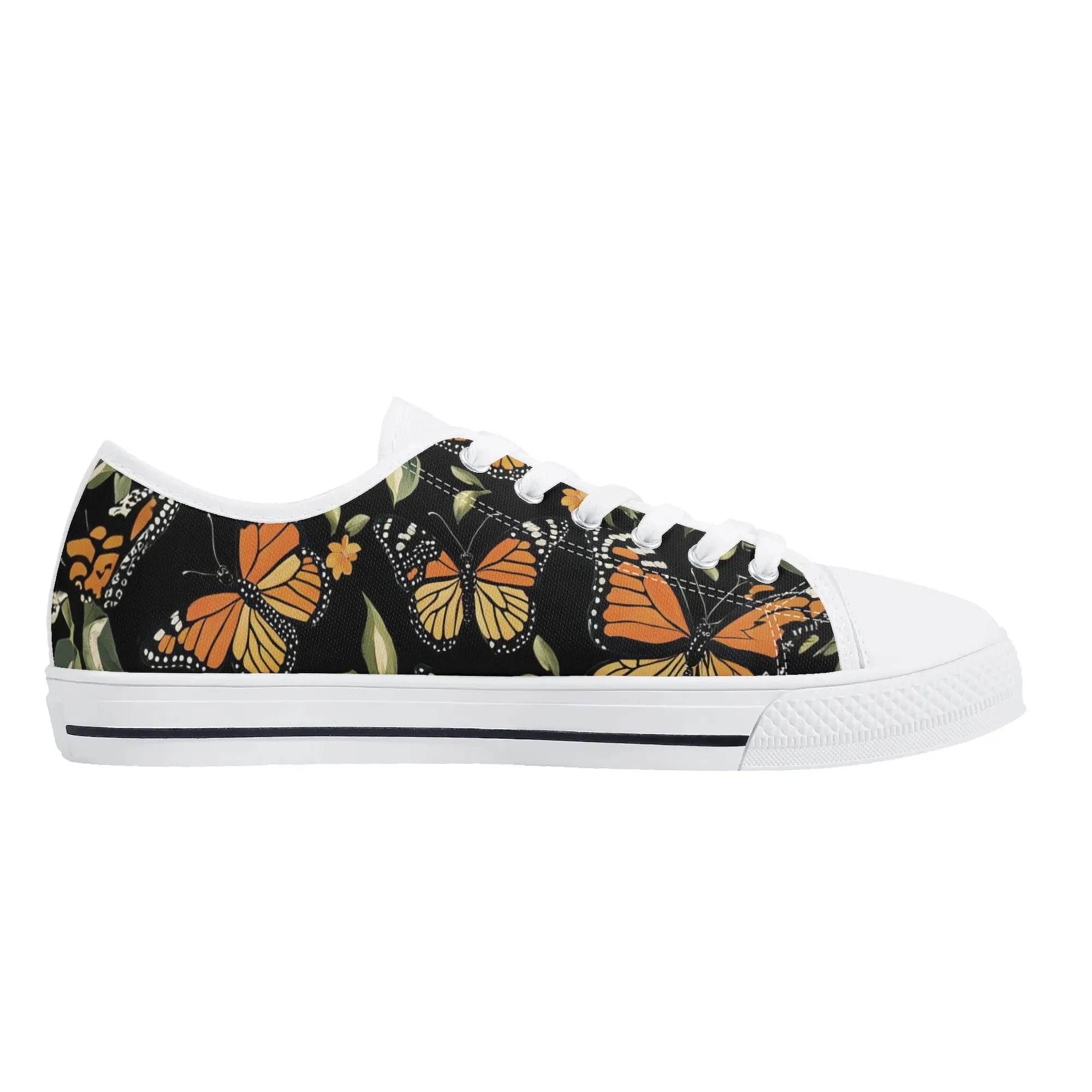 Monarch Butterfly Womens Rubber Low Top Sneakers