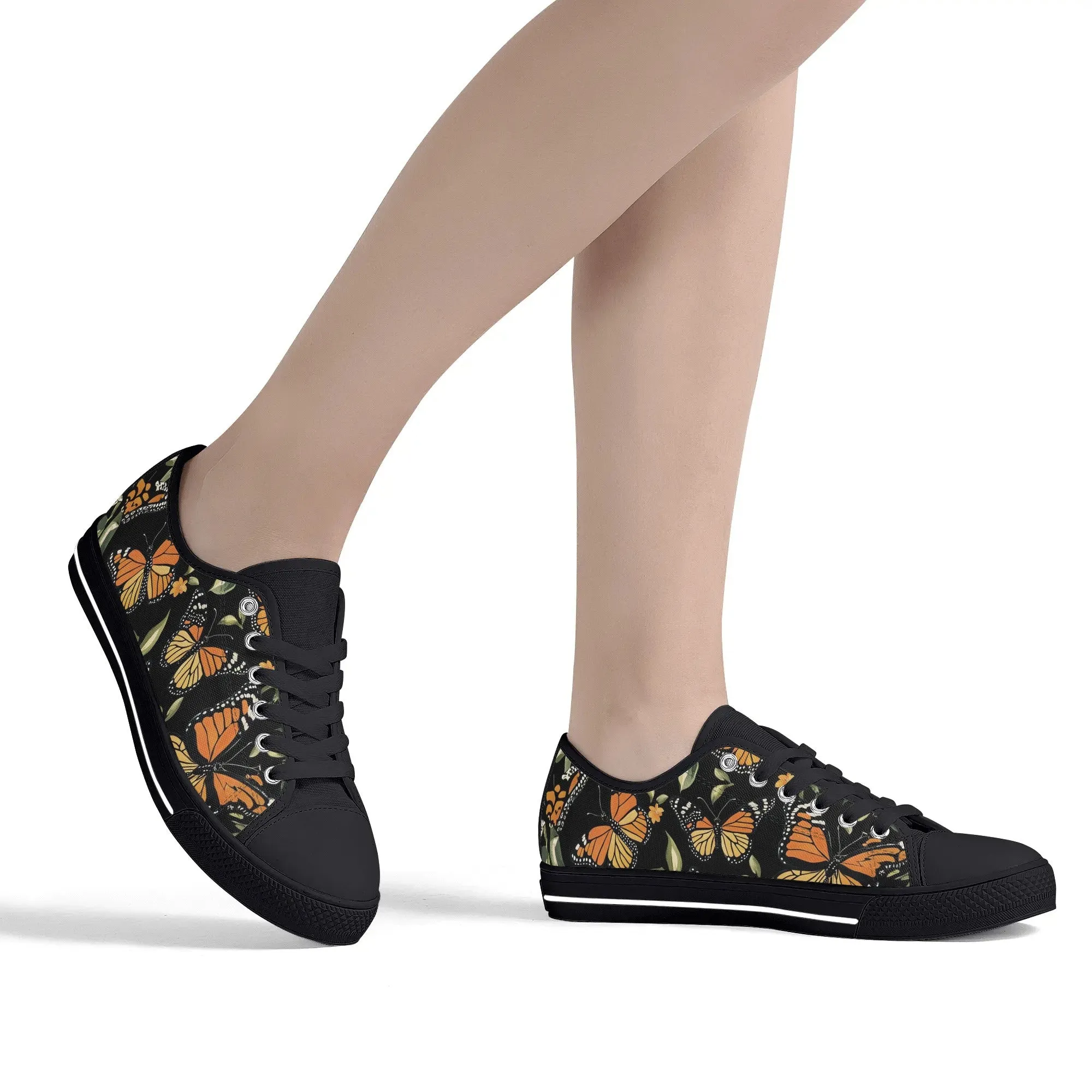 Monarch Butterfly Womens Rubber Low Top Sneakers