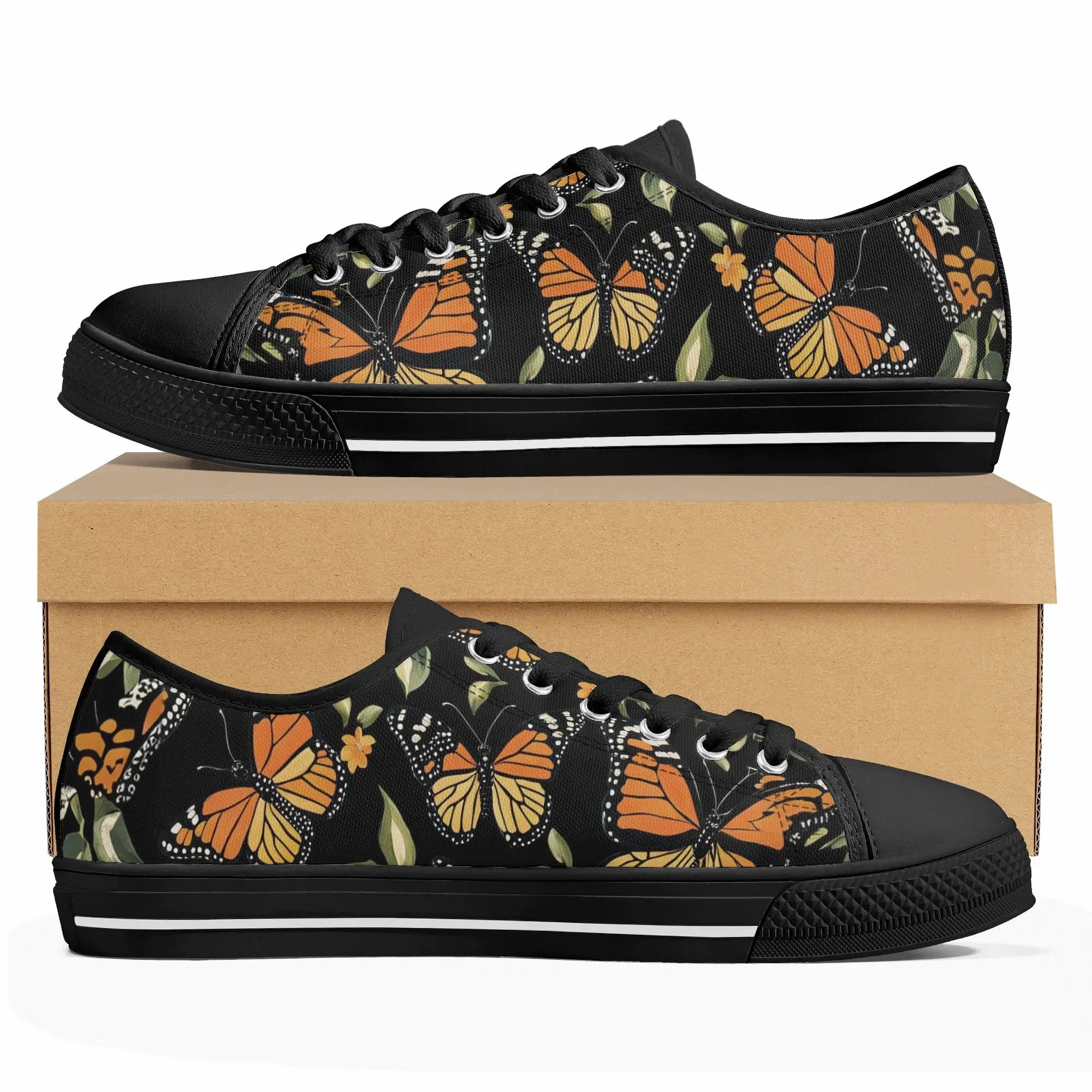 Monarch Butterfly Womens Rubber Low Top Sneakers