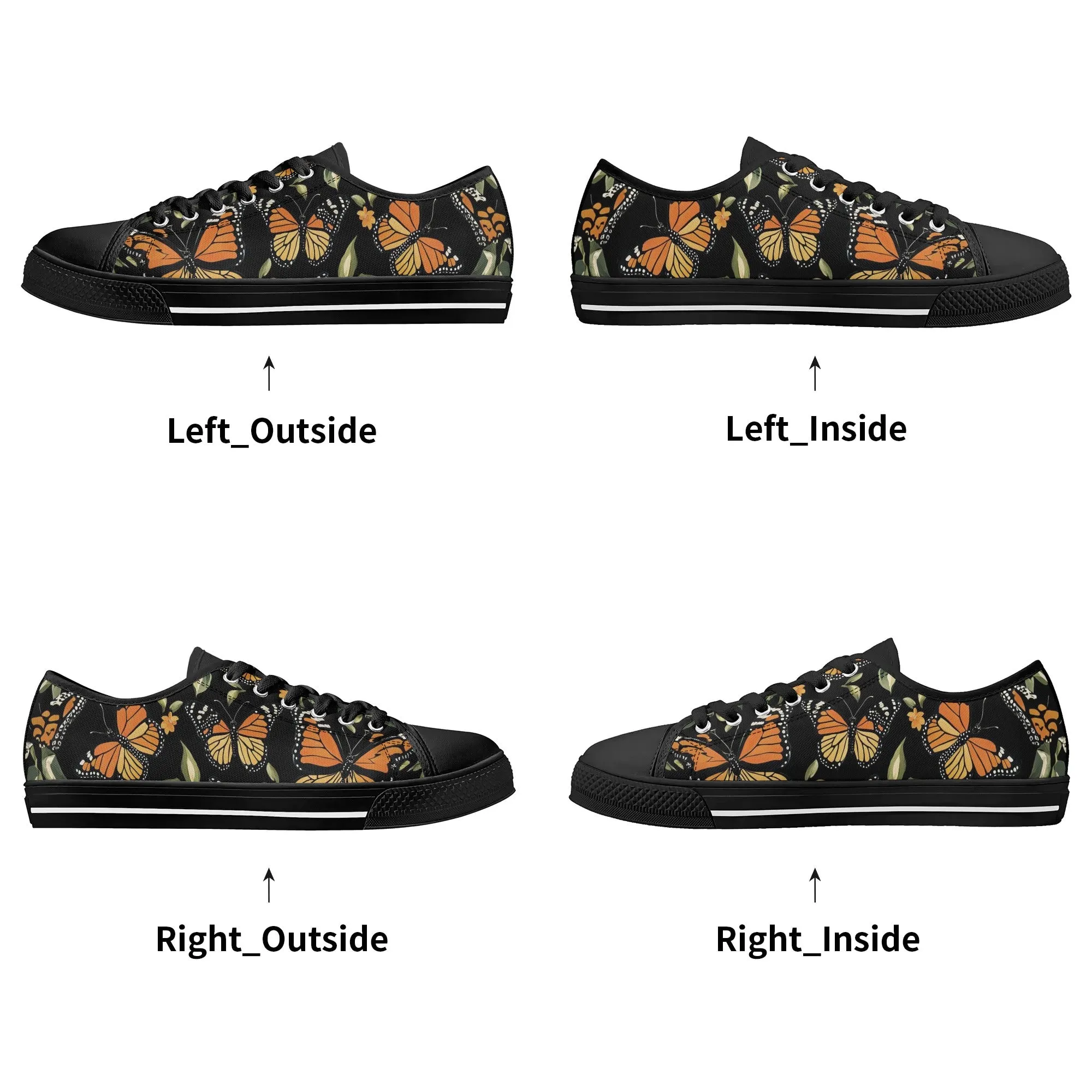 Monarch Butterfly Womens Rubber Low Top Sneakers