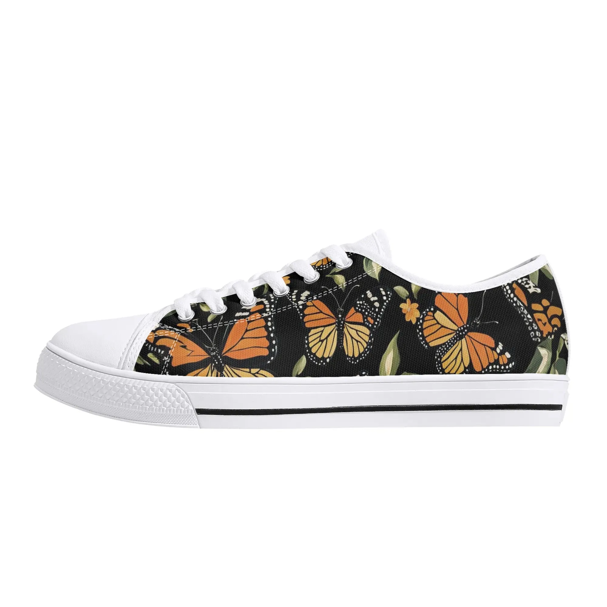 Monarch Butterfly Womens Rubber Low Top Sneakers