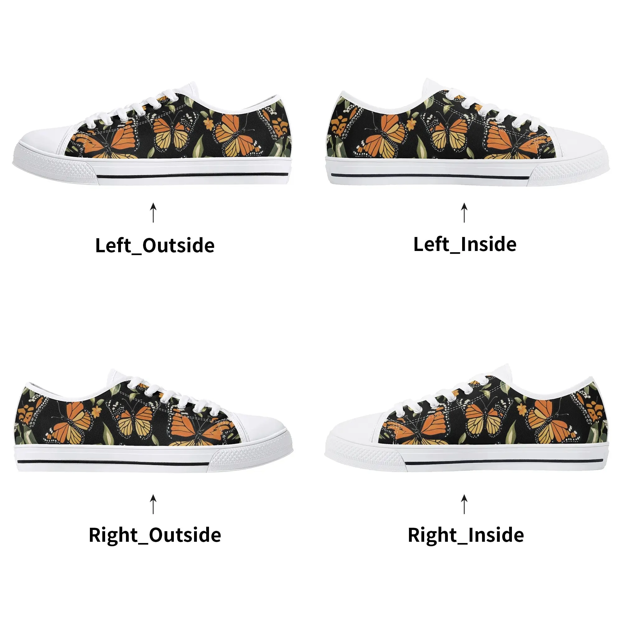 Monarch Butterfly Womens Rubber Low Top Sneakers