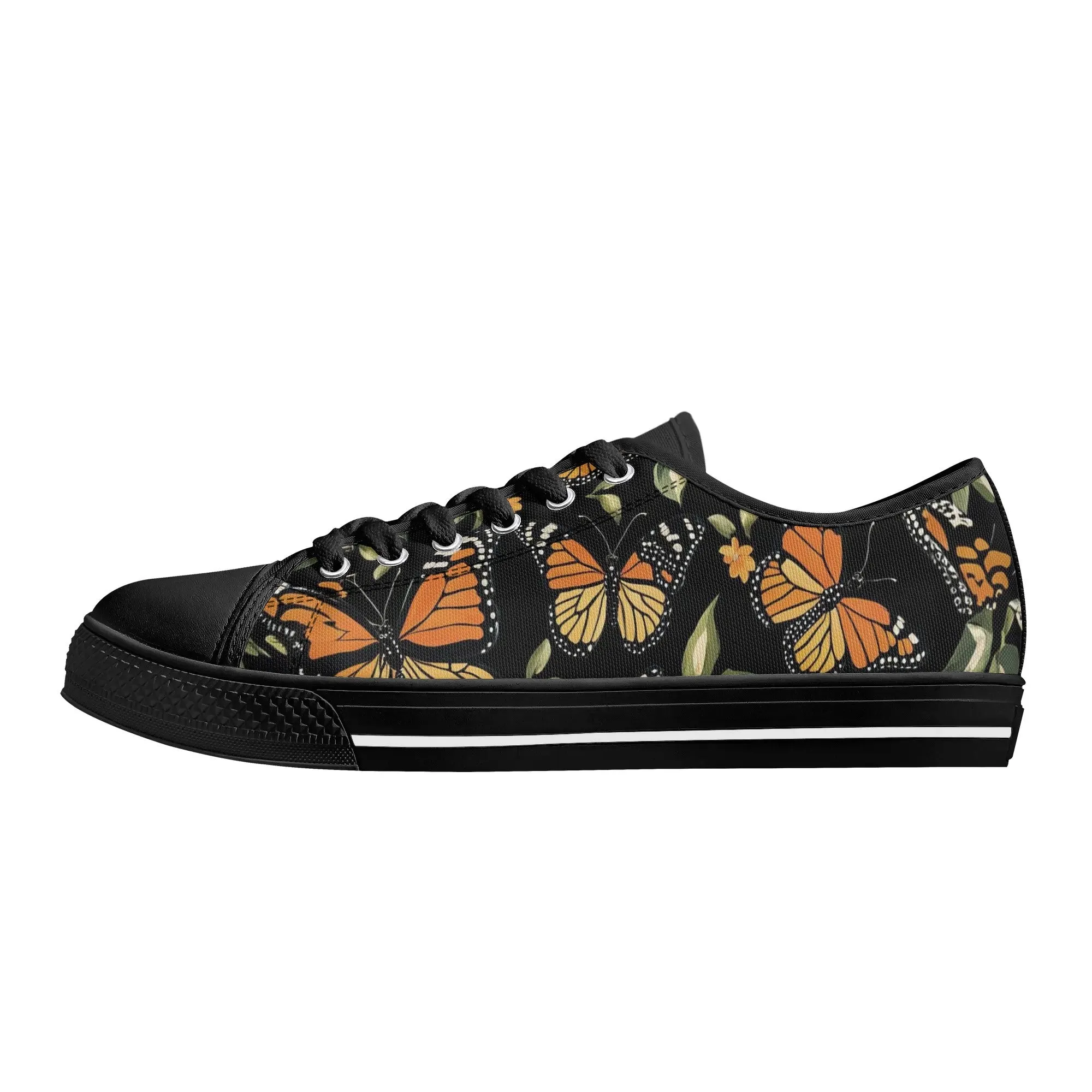 Monarch Butterfly Womens Rubber Low Top Sneakers