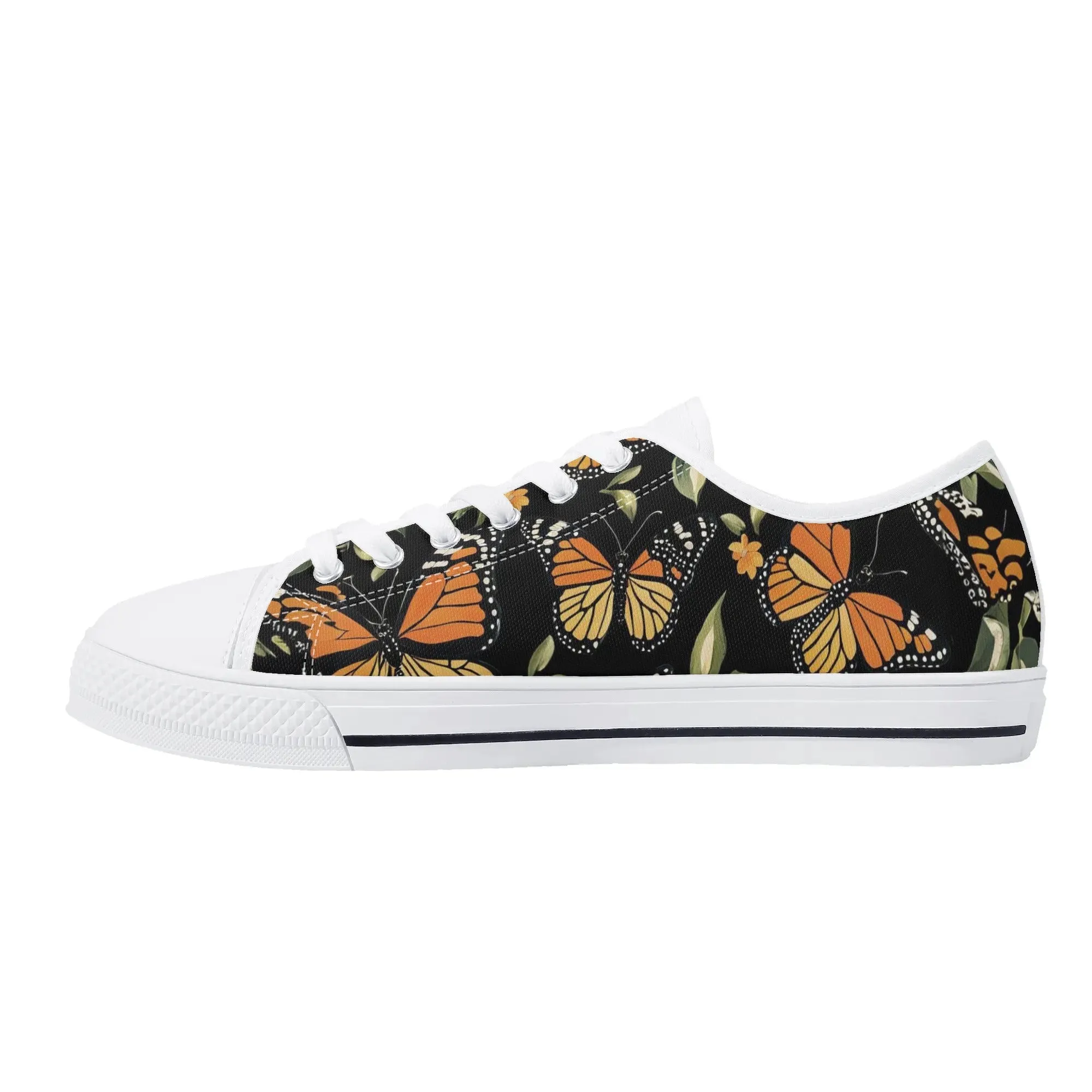 Monarch Butterfly Womens Rubber Low Top Sneakers