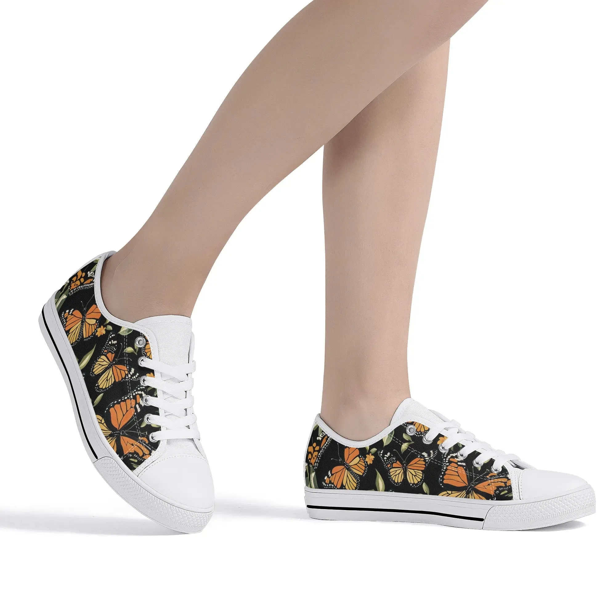 Monarch Butterfly Womens Rubber Low Top Sneakers