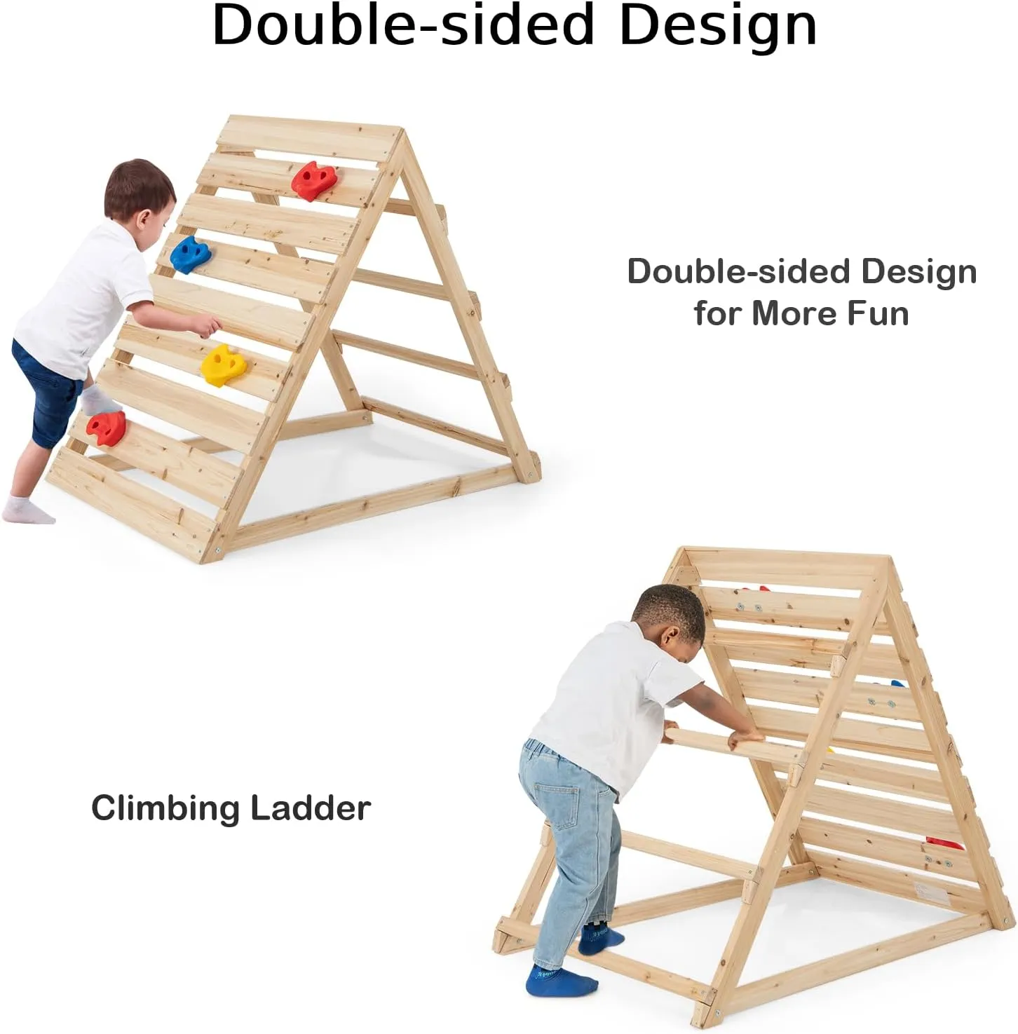 Montessori Climbing Frame | Pikler Triangle | Eco Wooden Toddler Climbing Wall & Den | 3-8 Years