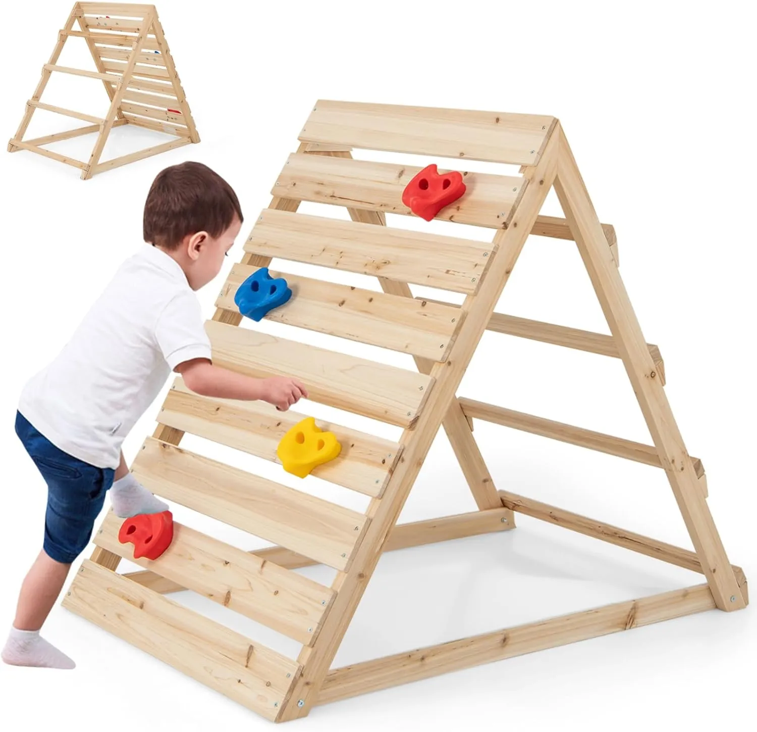 Montessori Climbing Frame | Pikler Triangle | Eco Wooden Toddler Climbing Wall & Den | 3-8 Years