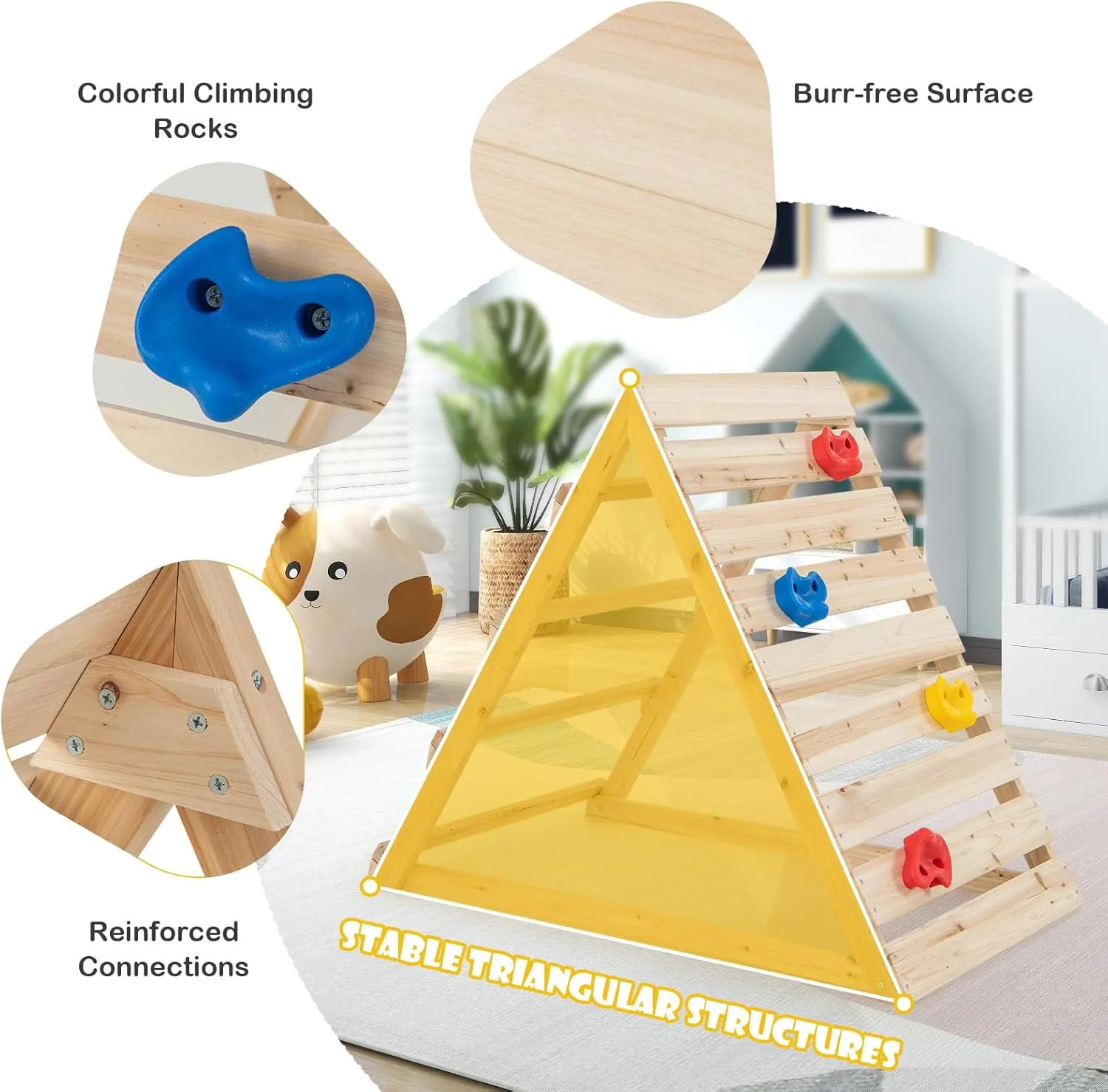 Montessori Climbing Frame | Pikler Triangle | Eco Wooden Toddler Climbing Wall & Den | 3-8 Years
