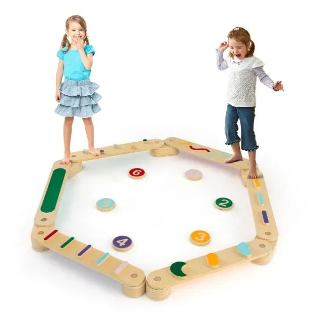 Montessori Pikler | High Quality Eco Wood Balance Beam | Stepping Stones | Natural & Pastels