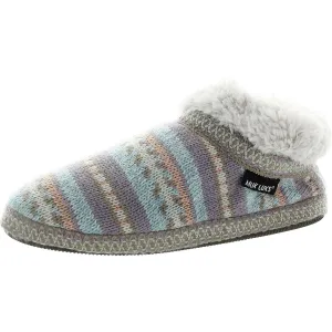 Muk Luks Womens Striped Faux Fur Bootie Slippers
