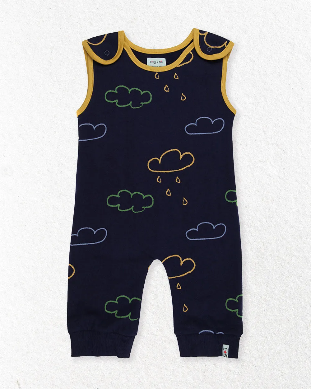 Multicoloured Weather Print Top And Dungarees Set