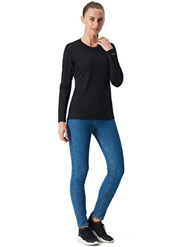 NAVISKIN Women's UPF 50  UV Sun Protection Performance Long Sleeve T-Shirt Lightweight Running Outdoor Shirt Black Size XL