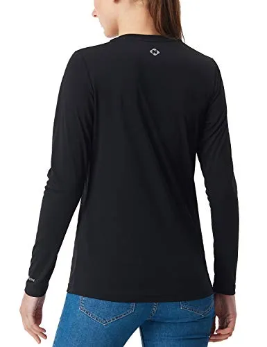 NAVISKIN Women's UPF 50  UV Sun Protection Performance Long Sleeve T-Shirt Lightweight Running Outdoor Shirt Black Size XL
