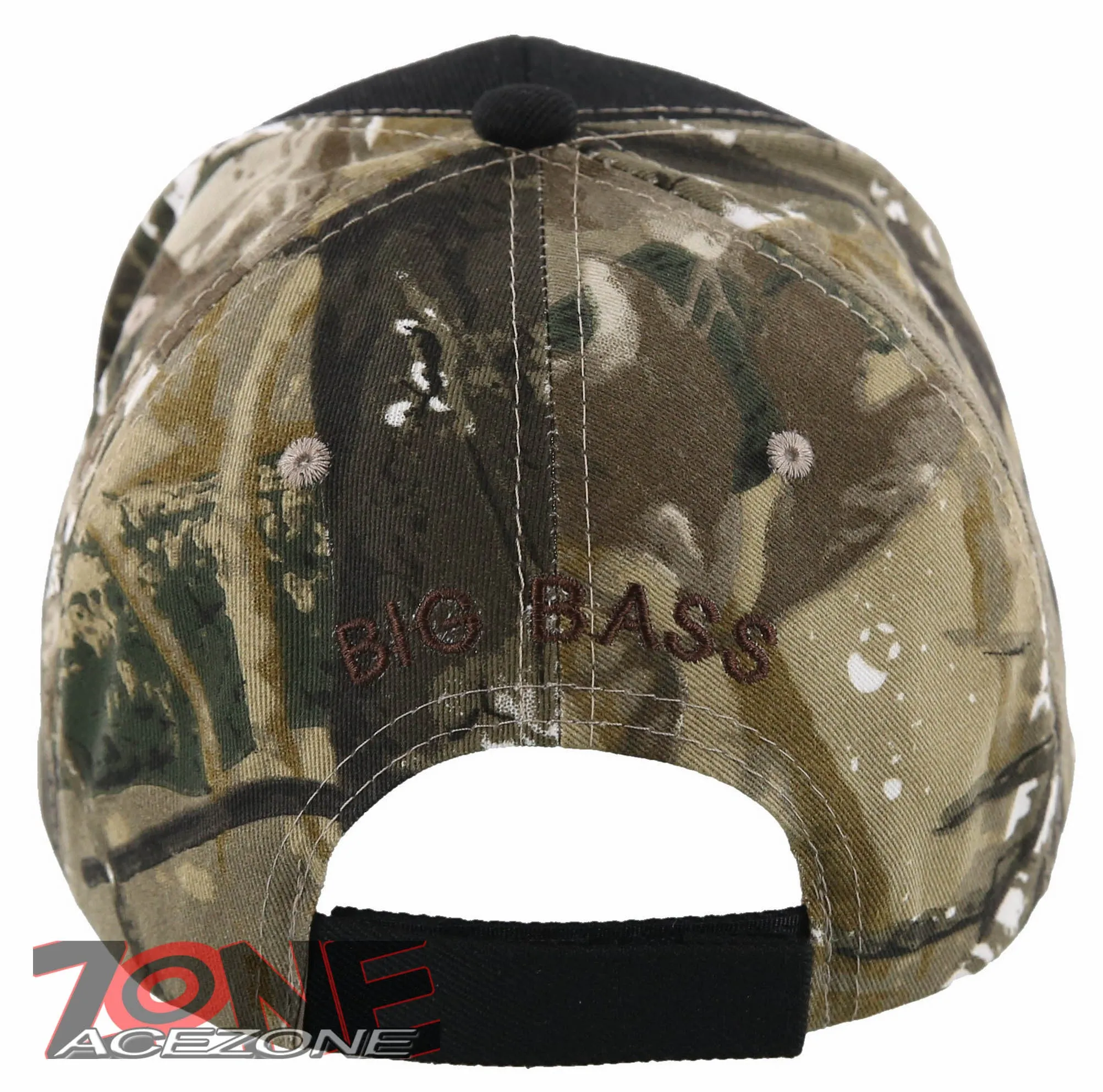 NEW! FISH BIG BASS OUTDOOR SPORT FISHING BALL CAP HAT BLACK FOREST CAMO