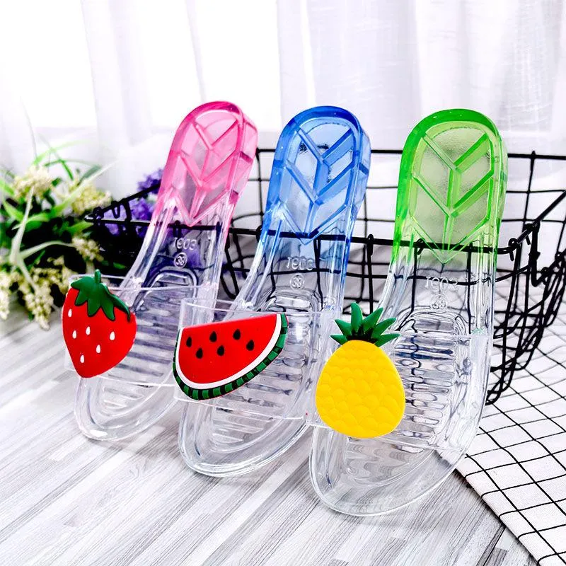 New Fruit Parent-child Slippers Female Summer Beach Fashion Transparent Slippers Soft Bottom
