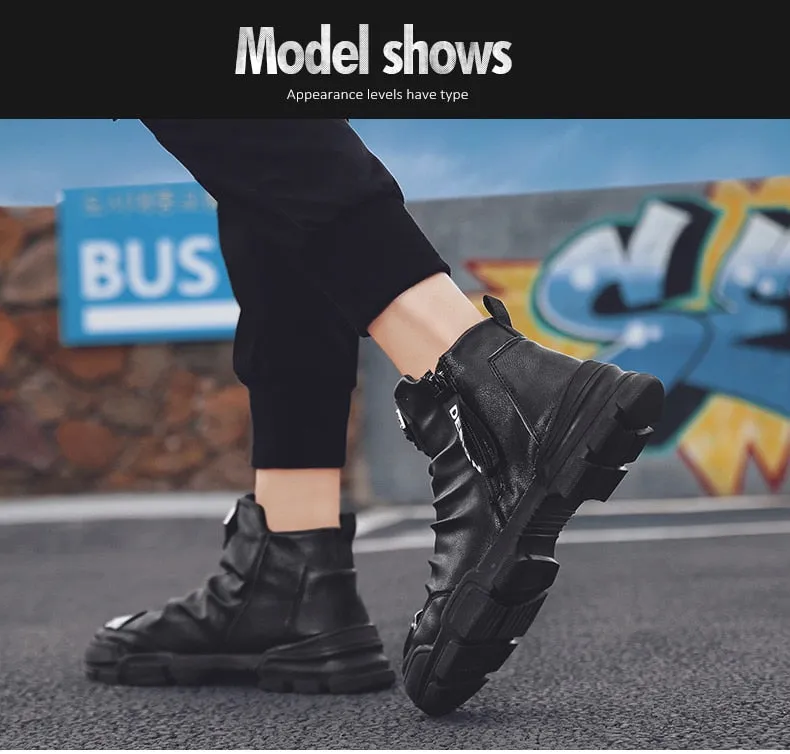 New Handmade Ankle Boots for Young Men Motorcycle Boots
