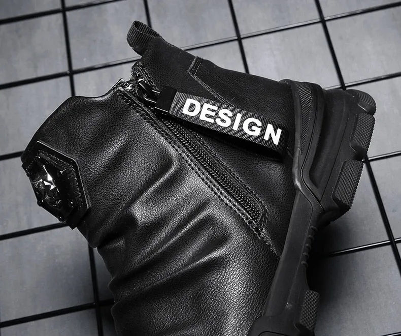 New Handmade Ankle Boots for Young Men Motorcycle Boots