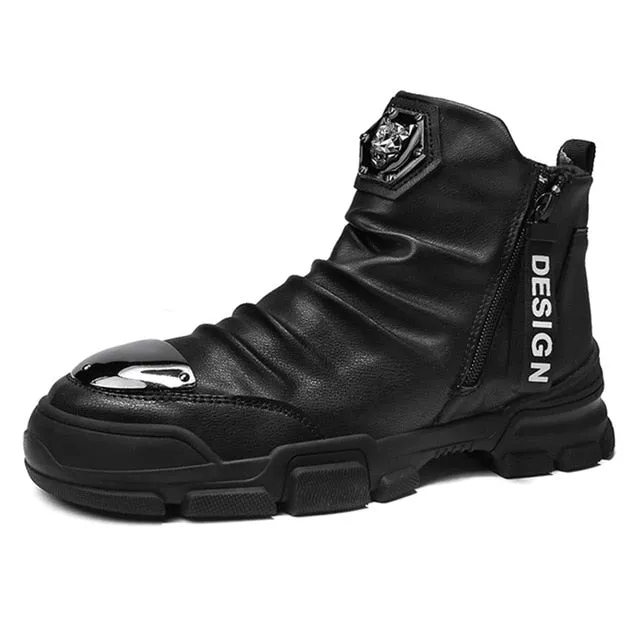 New Handmade Ankle Boots for Young Men Motorcycle Boots