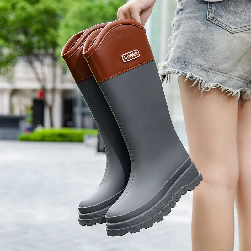 New High Tube Stylish Rain Boots Outdoor Waterproof