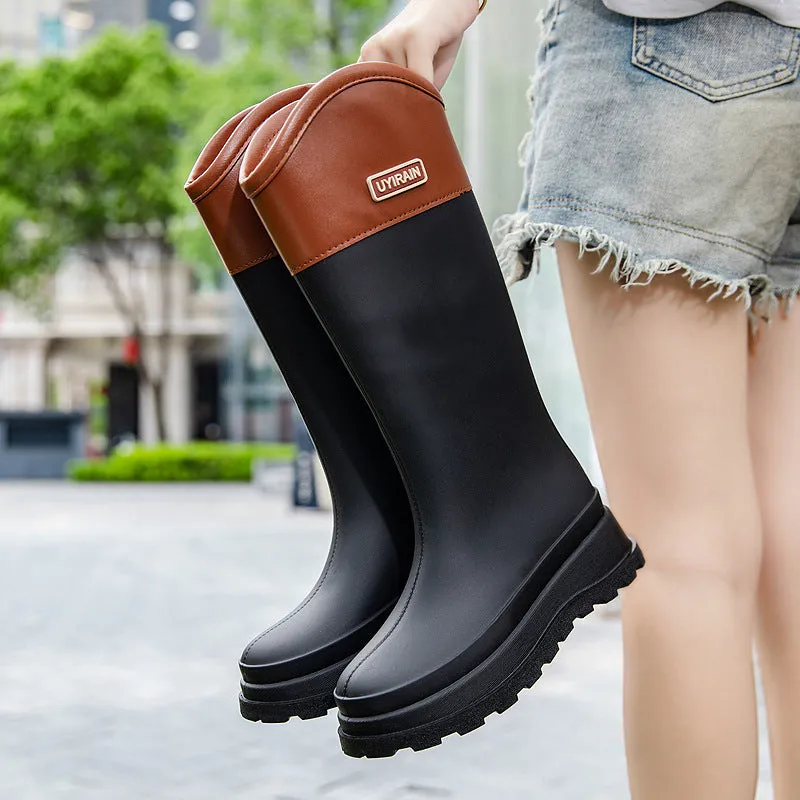 New High Tube Stylish Rain Boots Outdoor Waterproof