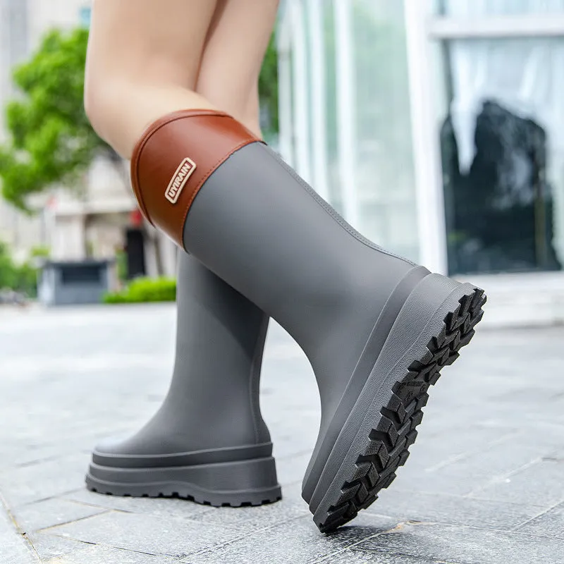 New High Tube Stylish Rain Boots Outdoor Waterproof