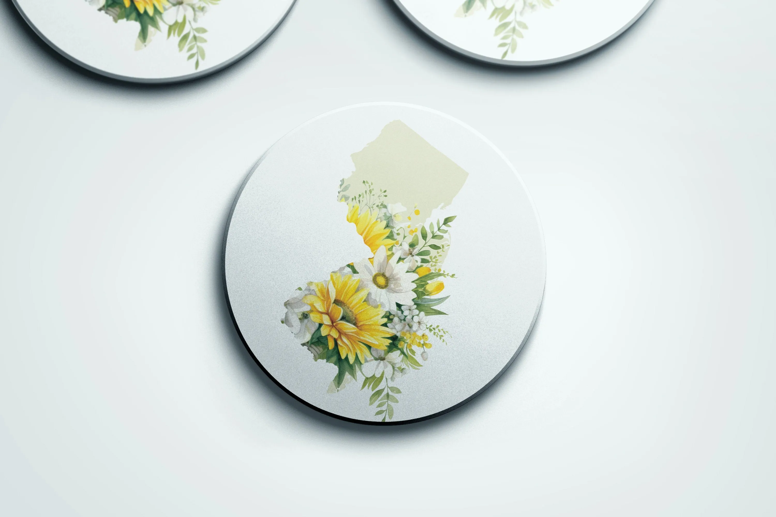 New Jersey Coasters Set: 4 Seasons Floral Design, Unique Home Decor, Perfect Gift for Nature Lovers & Collectors