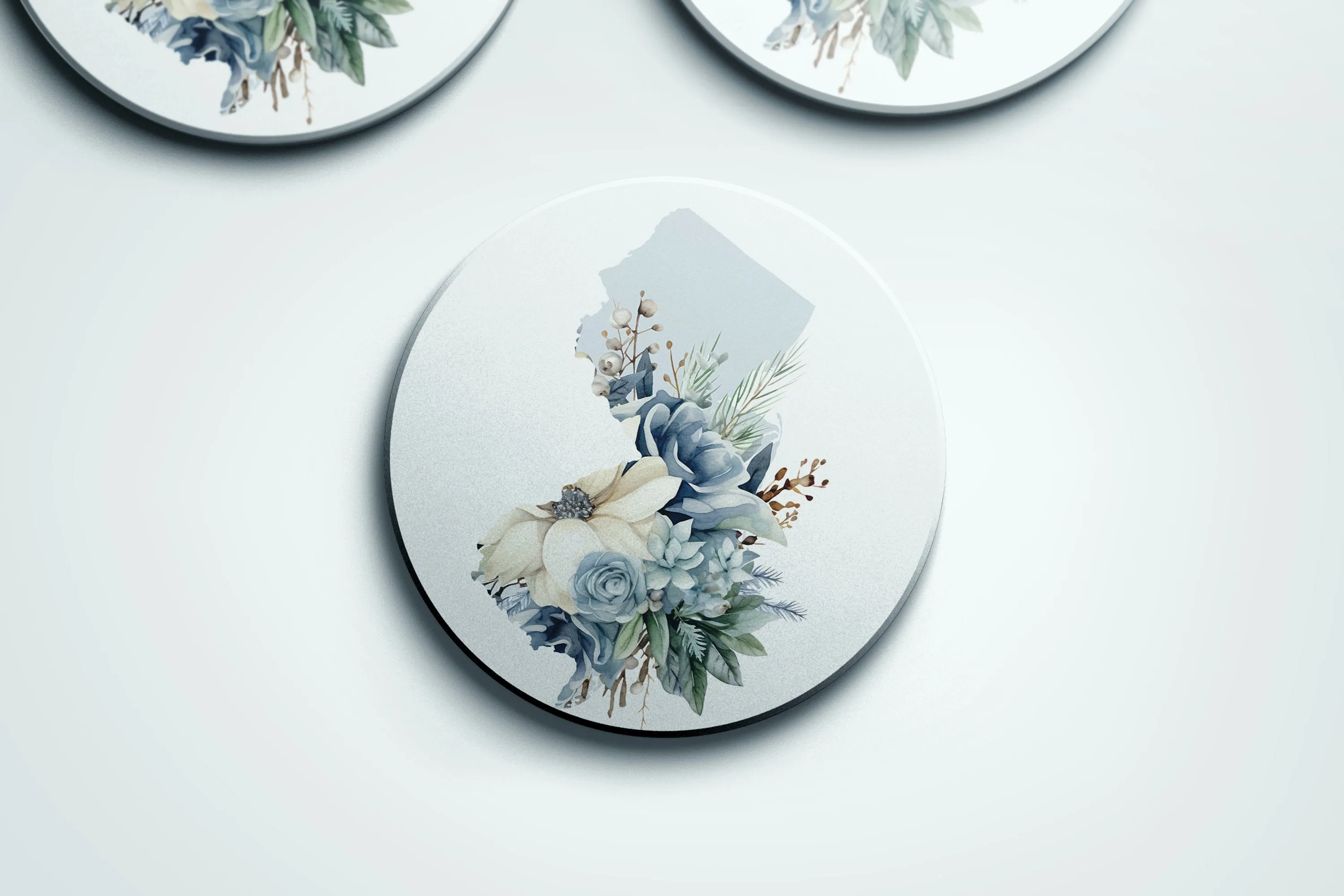 New Jersey Coasters Set: 4 Seasons Floral Design, Unique Home Decor, Perfect Gift for Nature Lovers & Collectors